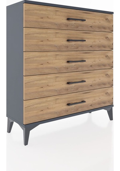 Arges Şifonyer 5 Çekmeceli 88x30x96 Antrasit-çam Antrasit