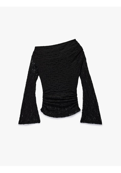 Koton Asimetrik Yaka Uzun İspanyol Kollu Slim Fit Drapeli Dantel Tişört Siyah 6wal10479ık Siyah Koton Asimetrik Yaka Uzun İspanyol Kollu Slim Fit Drapeli Dantel Tişört Siyah 6wal10479ık Siyah