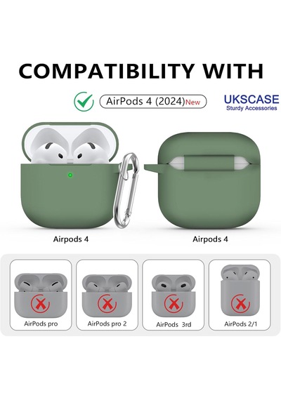 Apple Uyumlu AirPods 4. Nesil Soft Silikon Kılıf Düz Renkler Haki