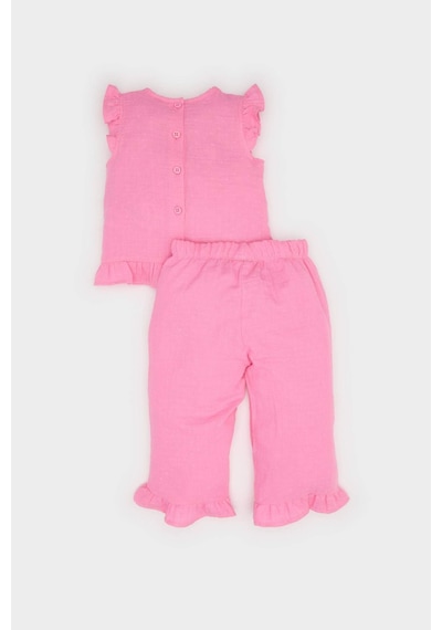 DeFacto Kız Bebek 2'li Takım Kolsuz Tişört Beli Lastikli Alt E8388A525SMPN164 Pembe