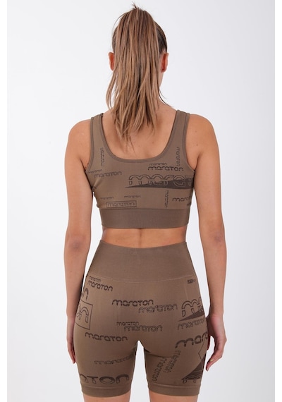 Maraton Active Slimfit Kadın Atlet Yaka Kolsuz Koşu Kakao Bra 813065-Kakao