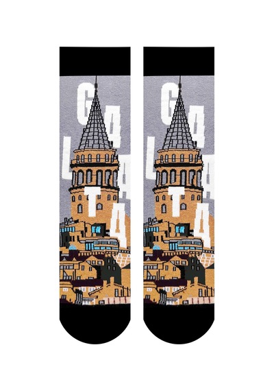 Carnaval Socks İstanbul Galata Kulesi Desenli Unisex Soket Çorap Çok Renkli