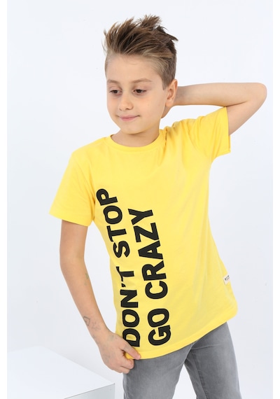 Toontoy Kids Toontoy Erkek Çocuk Dont Stop Go Crazy Baskılı Tişört Koyu Sarı