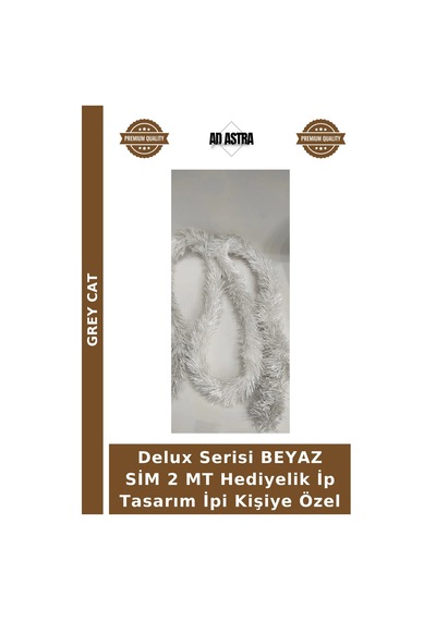 Delux Serisi Beyaz Sim 2 Mt Hediyelik İp Tasarım İpi Kişiye Özel