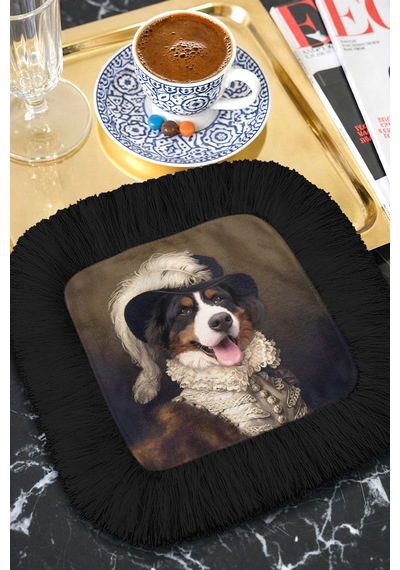 Asil Portre Köpek Saçaklı Servis Kokteyl Peçetesi - Saray Temalı Barok Siyah Bardak Altlığı Mendil Doygun Adaçayı Menekşe Asil Portre Köpek Saçaklı Servis Kokteyl Peçetesi - Saray Temalı Barok Siyah Bardak Altlığı Mendil Doygun Adaçayı Menekşe