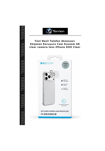 Yeni Nesil Telefon Aksesuarı Ekipman Koruyucu Cam Kuzoom Ar Clear Camera LensApple iPhone Uyumlu Duo Clear