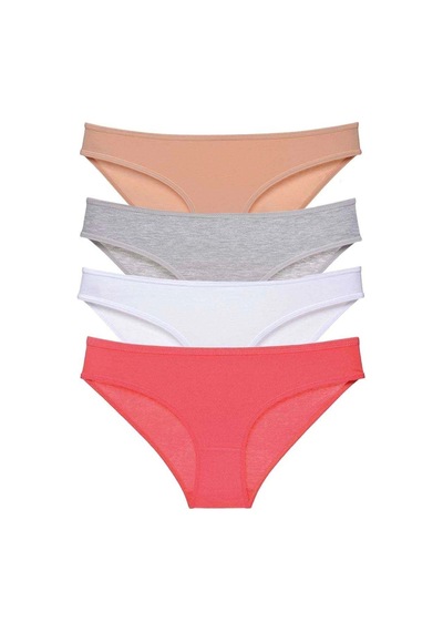 4 Adet Süper Eko Set Likralı Kadın Slip Külot Ten Gri Beyaz Fuşya Çok Renkli