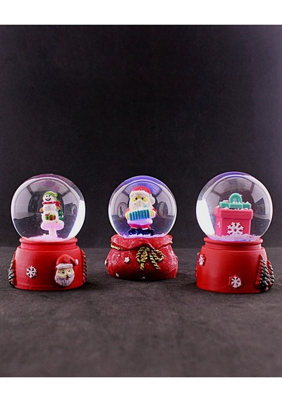 3 Adet Yeni Yıl Noel Hediyesi Temalı Mini Boy Işıklı Kar Küresi