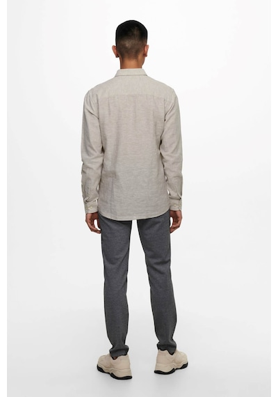 Only & Sons Erkek Onscaiden Slim Fit Keten Gömlek 22012321 Bej