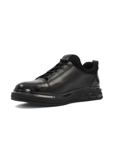 Erkek Siyah Kalın Tabanlı Kroko Deri Sneaker
