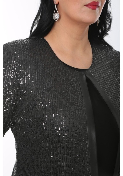 Ladies First Büyük Beden 3786 Antrasit Ceket+bluz Takım 001