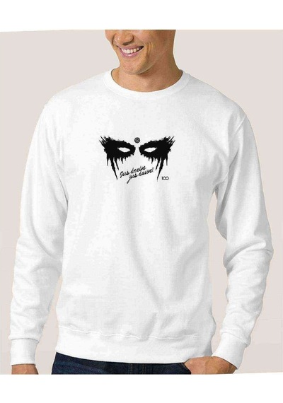 The100 Jus Drein Jus Daun Baskılı Beyaz Erkek Örme Sweatshirt