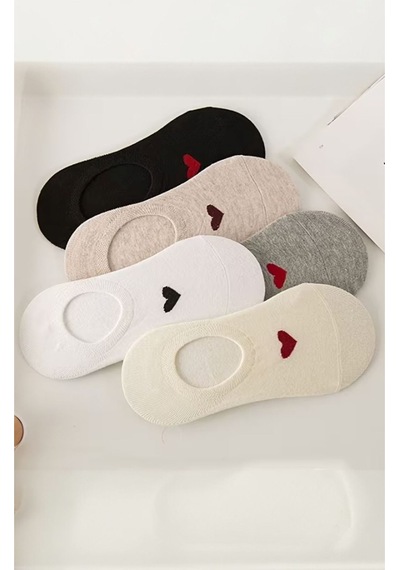 Hitit Socks Kadın 5 Çift Boğazı Olmayan Ayakkabıdan Görünmeye... Çok Renkli