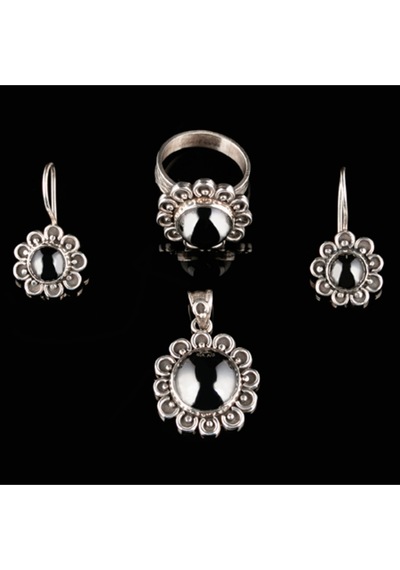 Hematit Taşlı Otantik Takım Rose Gold - Gümüş
