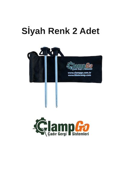 Clampgo Sert Zemin Çadır-tente-tarp Kazığı 8 Mm Kalınlığında 21 Cm Uzunluğunda 2 Adet Siyah