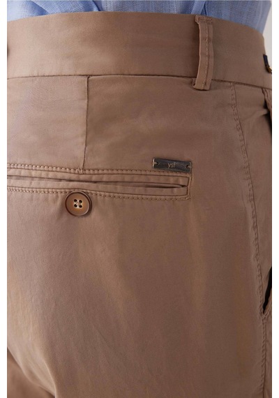 Erkek Bej Regular Fit Pamuk-likra Kanvas Pantolon
