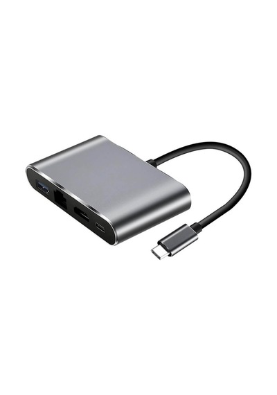 4In1 Type C To Usb 3.0 + Hdmi + Gigabit Ethernet + Type-C Adaptör (539269031)