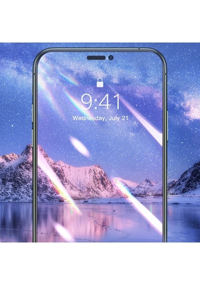 Baseus 0.25Mm Apple Uyumlu   iPhone 11-Xr 3D Curved Full Anti Blue Ekran Koruyu Siyah