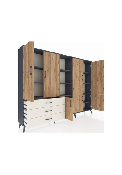 Arges Dolap 11 Raflı 3 Çekmeceli 7 Kapaklı 220x30x163 Antrasit-ça Antrasit-çam/aytaşı Arges Dolap 11 Raflı 3 Çekmeceli 7 Kapaklı 220x30x163 Antrasit-ça Antrasit-çam/aytaşı