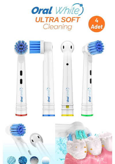 Oral White Ultra Soft Cleaning Dönen Başlıklı Ultra Yumuşak 4 Adet Yedek Başlık