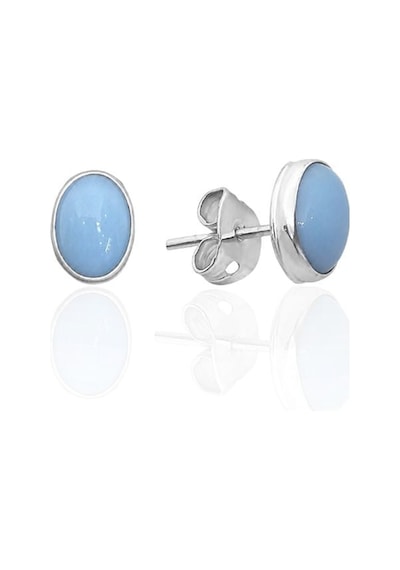 Oya Silver Turkuaz Taşlı Oval Gümüş Küpe 0.8x0.6cm Oyok375