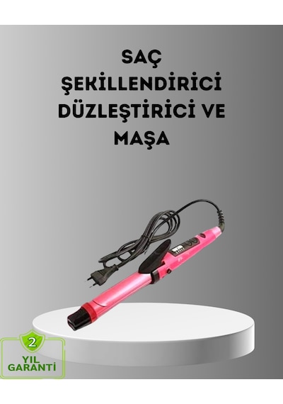 2 Si 1 Arada Saç Düzleştirici Ve Maşa 5 Isı Seviyesi, Seramik Kaplama, Döner Kablolu Ergonomik Tasarım