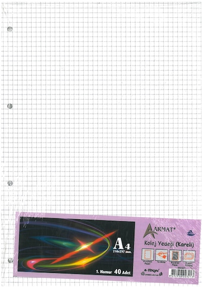 Armat Kolej Yedeği 70 Gr Kareli A4 Kağıdı 40 Yap. 1 Pk 1 Paket