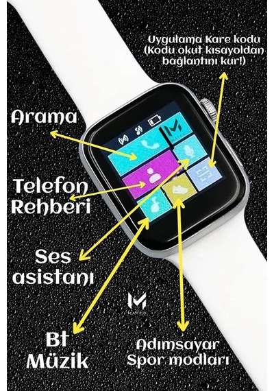 Akıllı Saat L800 Dokunmatik Ekran Bluetooth Ve Yan Ekran Tuşlu Çok Özellikli Siyah