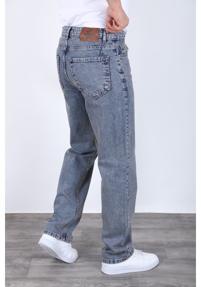 Blayn Jeans Erkek Antrasit Baggy Kot Pantolon - Geniş Kalıp Günlük Rahat Denim Jean Açık Gri