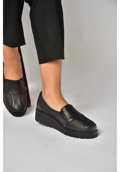Fox Shoes Z555251203 Siyah Hakiki Deri Günlük Kadın Ayakkabı
