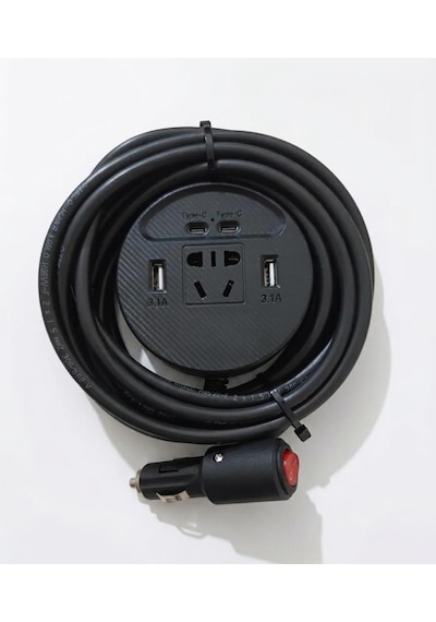 Araç Inverter 150w,2 Usb,2 Type-c Çıkışlı 12v/16 A /120w 2 X1,5mm Ttr Bakır 5mt-gg22