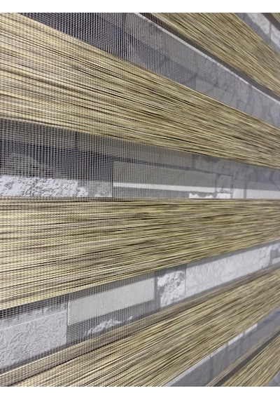 Bambu Açık Kahve Renk Zebra Perde (Etek Boncuklu)