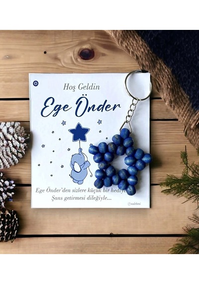 Zincirli  Ahşap Yıldız Anahtarlık 20 Adet