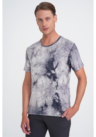 Efor Comfort Fit Bisiklet Yaka Batik Desen Kısa Kol Lacivert Tişört Ts 914 Lacivert