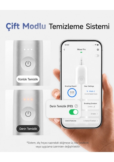 Laifen Wave Pro Orijinal Alüminyum Alaşım Elektrikli Diş Fırçası Açık Gri