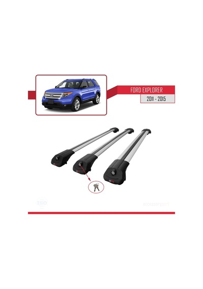 Ford Explorer 2011-2015 Arası İle Uyumlu Ace-1 Ara Atkı Tavan Barı Gri 3 Adet Bar