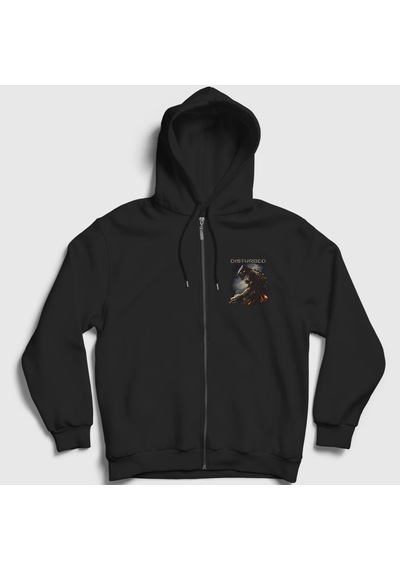 Presmono Unisex The Guy Disturbed Fermuarlı Kapüşonlu Sweatshirt Siyah