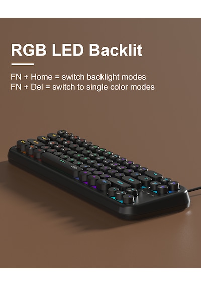 Magegee Ts91 Round 61 Tuş Rgb Kablolu Membran Türkçe Q Siyah Gaming Klavye