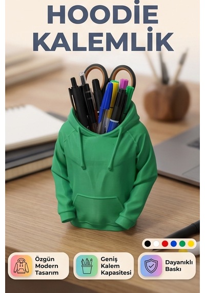 Hoodie Tasarımlı Dekoratif Kalemlik Yeşil