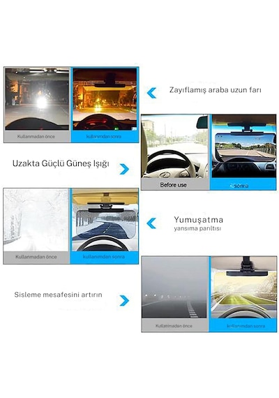 Techtic Araç İçi Güneşlik Vizörü Net Görünüm Güneş Işığı Önleme Gündüz Ve Gece Far Önleyici 1