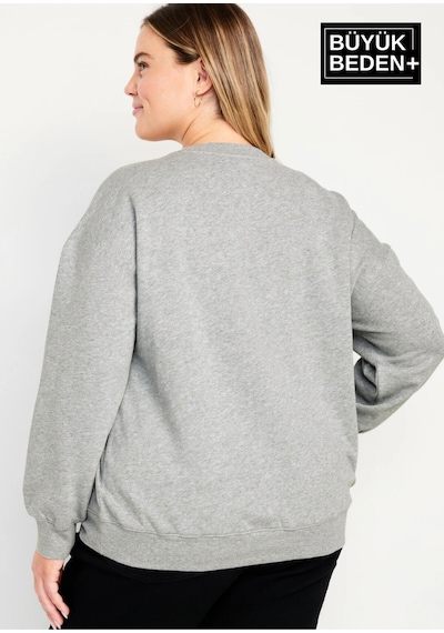 Süperlife Kadın Büyük Beden Bisiklet Yaka İnce Sweatshirt Spr24bswk56 Gri Melanj