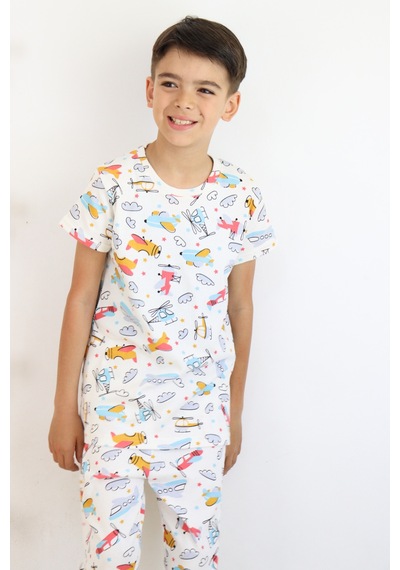 Harika Kids Erkek Çocuk Baskılı Pamuklu Penye Kumaş Pijama Takımı 001