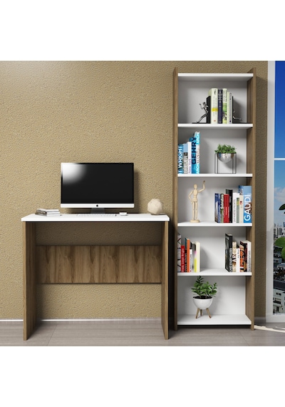 Ferniso Mobilya Çalışma Masası+5 Bölmeli Kitaplık Ceviz-beyaz Ceviz - Beyaz Ferniso Mobilya Çalışma Masası+5 Bölmeli Kitaplık Ceviz-beyaz Ceviz - Beyaz