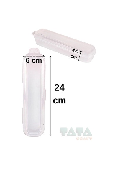 2 Adet Şeffaf Çatal Kaşık Bıçak Kırtasiye Kozmetik Çok Amaçlı Düzenleyici Kutu Kilitli Plastik 24 X Diğer