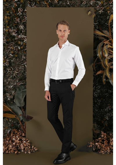 Efor Gk 701 Slim Fit Beyaz Klasik Gömlek Beyaz