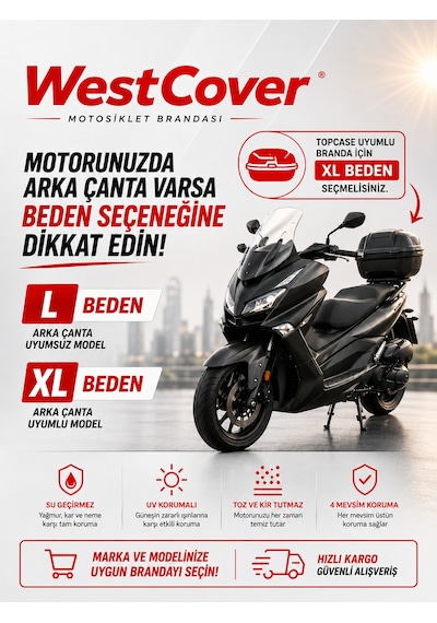 Arora Htx Pro 50 Gri Arka Çanta Ve Kilit Uyumlu-motosiklet Brandası,su Geçirmez Uvli Motor Örtüsü Bağlantı Klipsli Taşıma Çantalı.