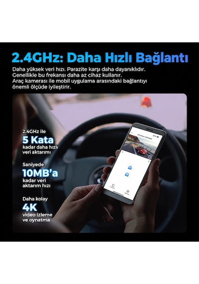 4k Fhd Araç Kamerası, 170 Ön Ve 120 İç Kamera, Gece Görüşlü Dash Cam, 4 Kızılötesi Led, F2.0 Diyafram, G-sensör