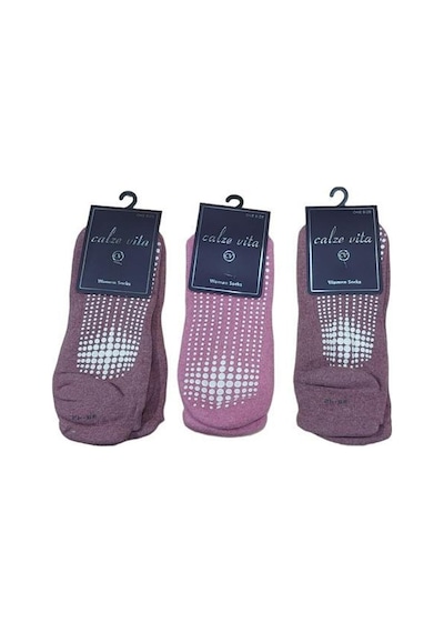 Calze Vita 3'lü Set Tabanı Silikonlu Plates & Yoga Kadın Çorap - Çok Renkli