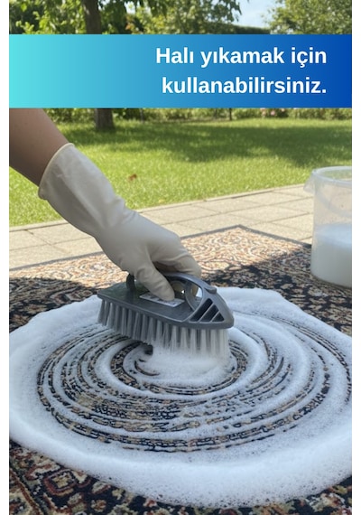 Grimorlife Ergonomik Ütü Halı Fırçası Kaymaz Saplı Plastik Temizlik Fırçası