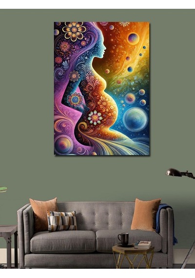 Kanvas Tablo Hamile Kadın Ve Evrim 50cmx70cm